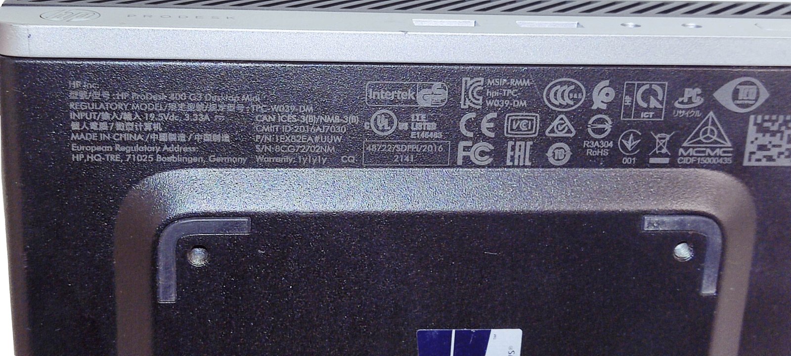 HP ProDesk 400 G3 Desktop Mini/i5-7500T/8GB/256GB (RECONDITIONNÉ)