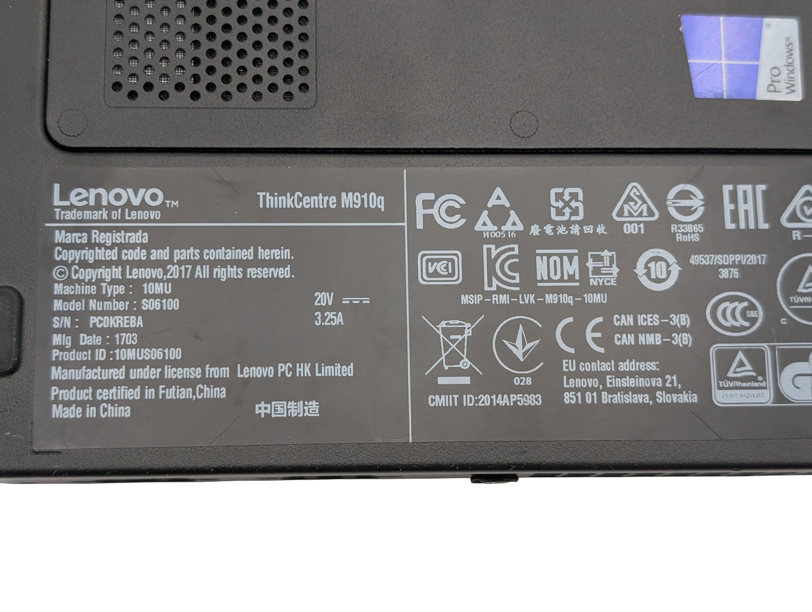Lenovo ThinkCentre M910q Tiny/i5-7500T/8GB/256GB (RECONDITIONNÉ)